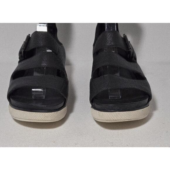 Eileen Fisher Gladiator Sandals Shoes 7.5 Strappy Leather Black $225 - Picture 4 of 10